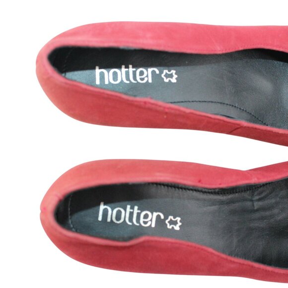 Hotter Womens Sz 8.5M Joanna Red Suede Round Toe Slip On Block High Heels Pump - Picture 11 of 12